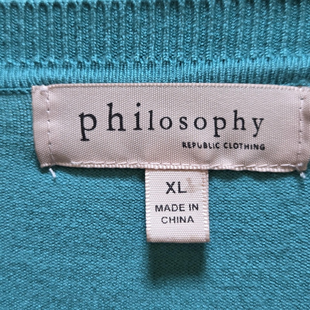 Philosophy Republic Clothing Cardigan Sweater‎ Womens XL Blue Crew Neck Knit - Picture 3 of 6